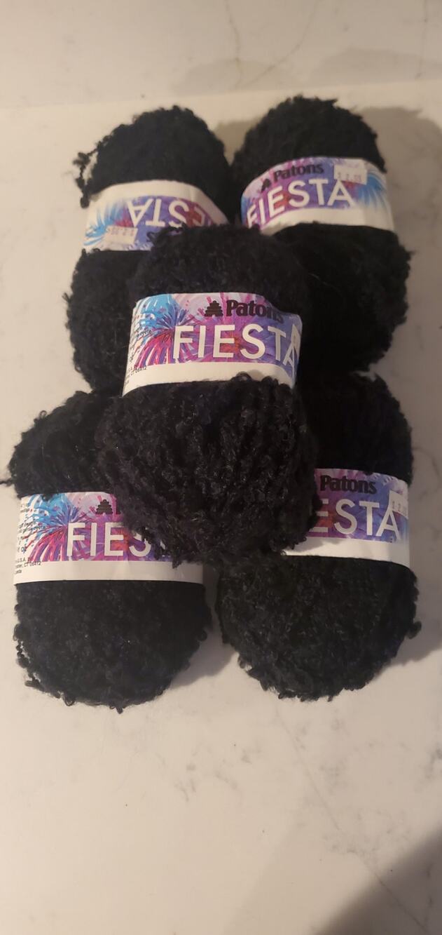 Patons Fiesta Yarn - 5 Skeins - Black